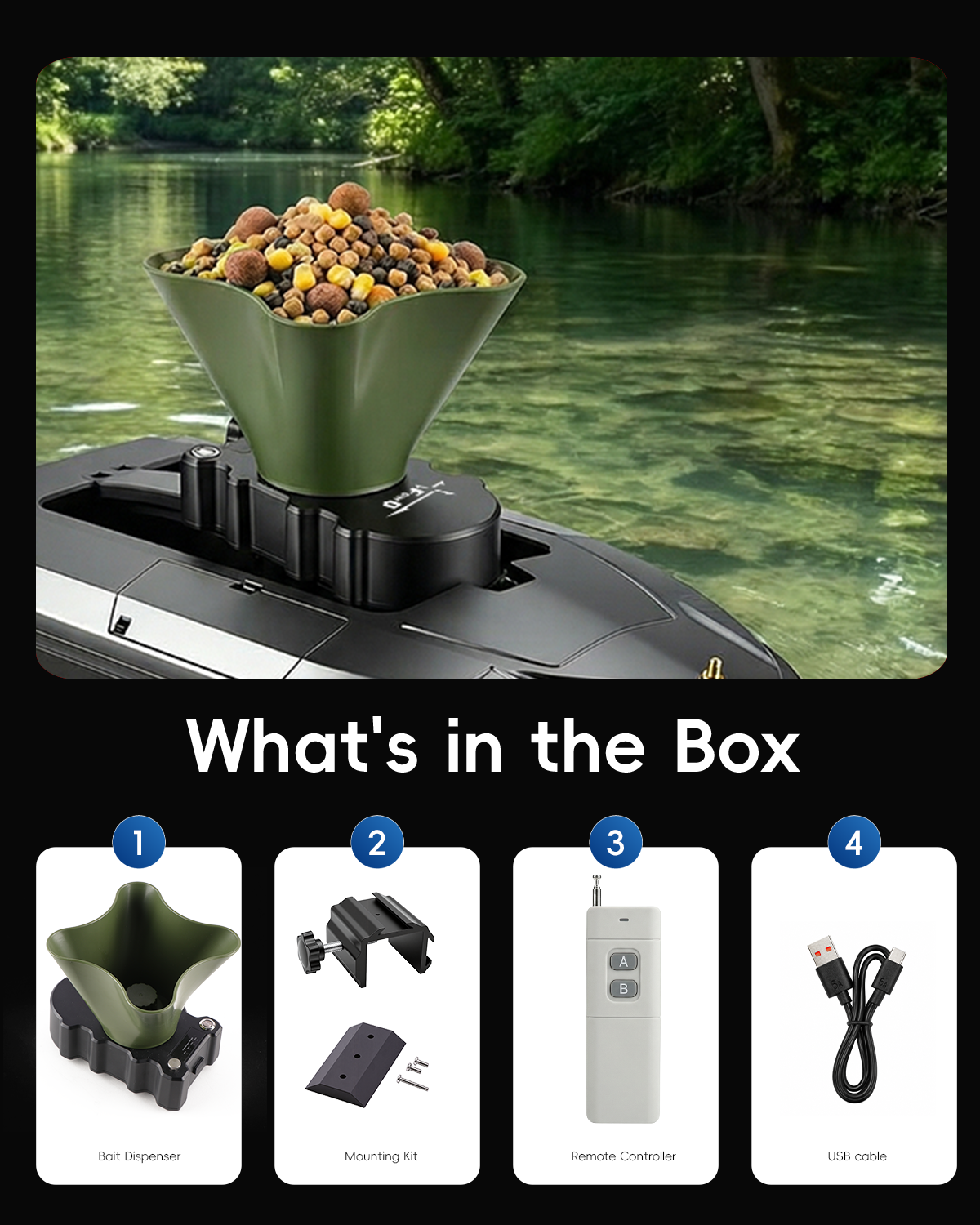 360° Rotating Bait Dispenser & - Fishing Boat Trailer ulasan dan harga