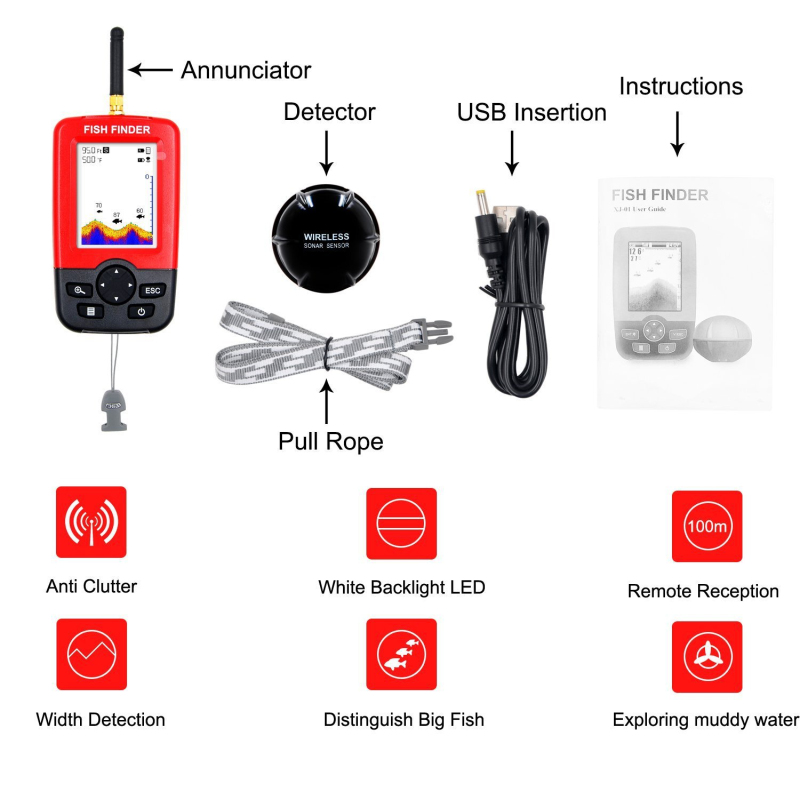 Wireless Sonar Sensor Fish Fin - Fishing Boat Depth Finder ulasan dan harga