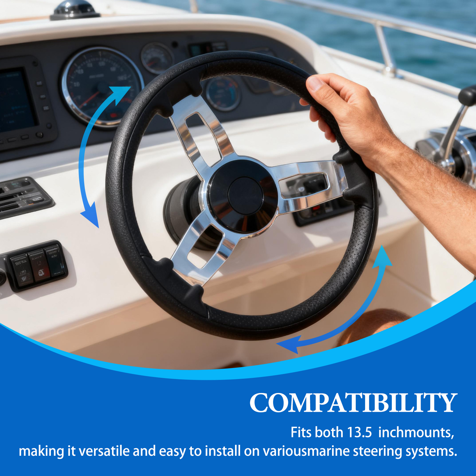 Boat Accessories Marine 13 Inc - Fishing Boat Steering Wheel ulasan dan harga
